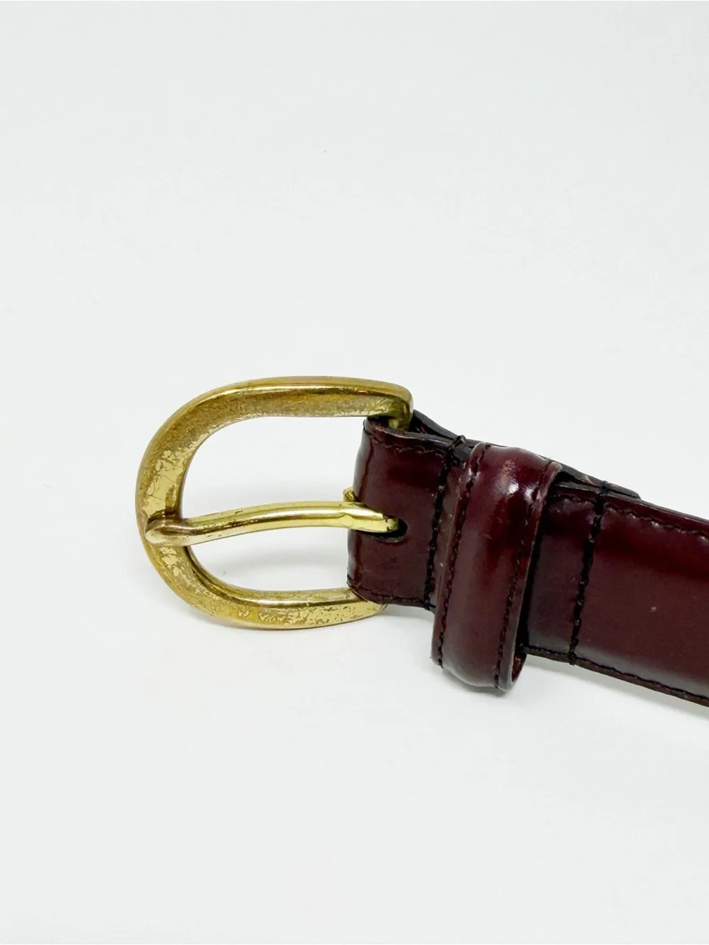 Coach Men's Deep Burgundy Leather Belt with Gold-Tone Buckle